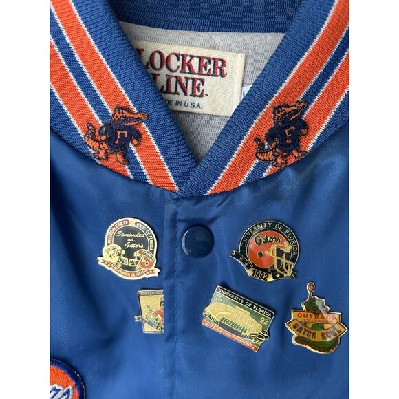 Vtg Locker Line Florida Gators Satin Bomber Jacket L Custom Patches Pins 90s USA - Picture 10 of 16